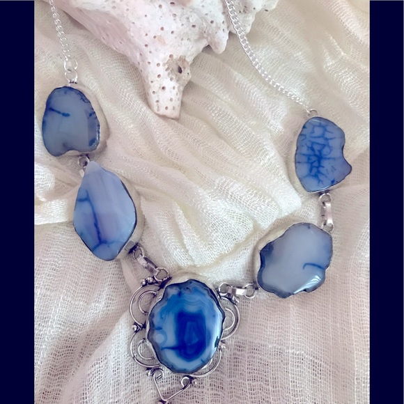 Jewelry - NEW Solar Quartz Druzy 925 Silver Necklace